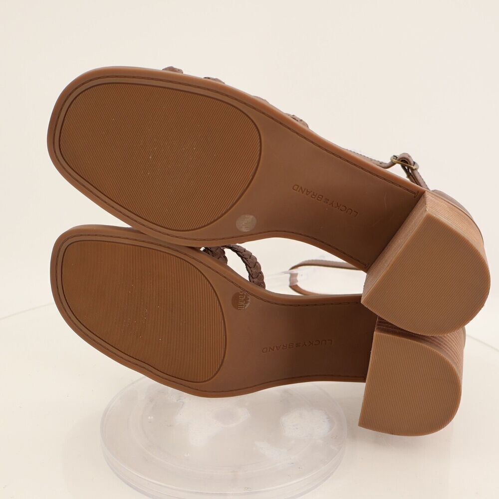 Lucky Brand Tasmina Women's Leather Ankle Strap Block Heel Brown Size 11M - Picture 8 of 11